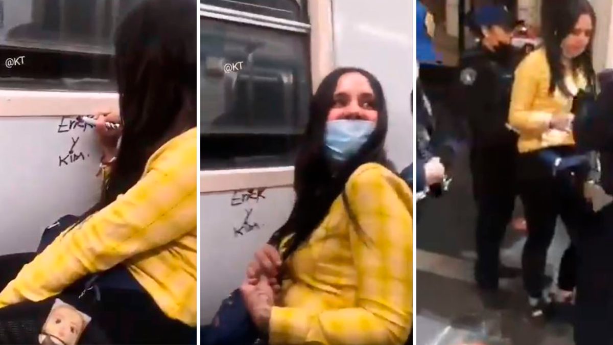 VIRAL: Captan A Mujer Rayando Vagón Del Metro Y La Detienen En CDMX ...